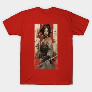 Samurai girl with katana T-Shirt